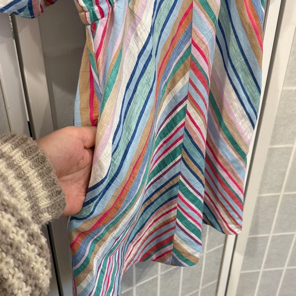 Zara Girls Multicolor Striped Cold Shoulder Dress Size 11/12 - Picture 3 of 5